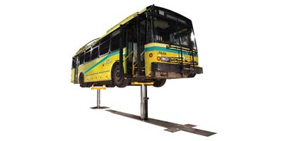 mod235 lift extended suspending a transit bus
