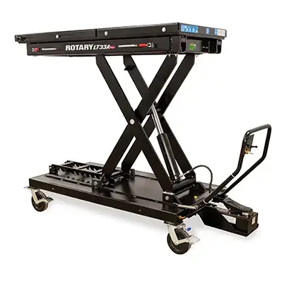 EV Battery Lift: Rotary LT33A fully risen